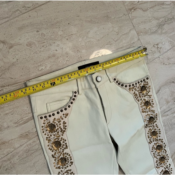 Isabel Marant Cream Leather Pant with Gold Sequin - Picture 9 of 12
